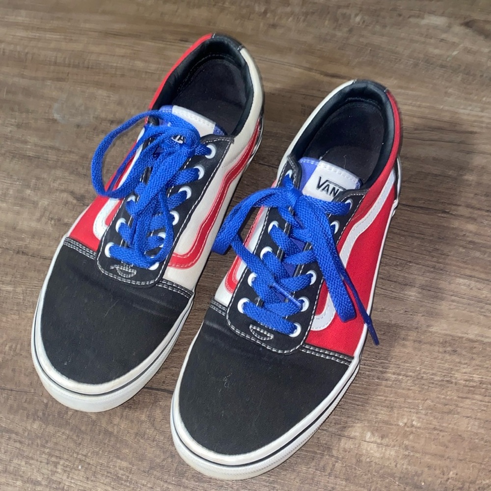 Vans Youth/ Men's 6.5 Ward Color Block Red/White/ Blue Canvas Skate Shoes